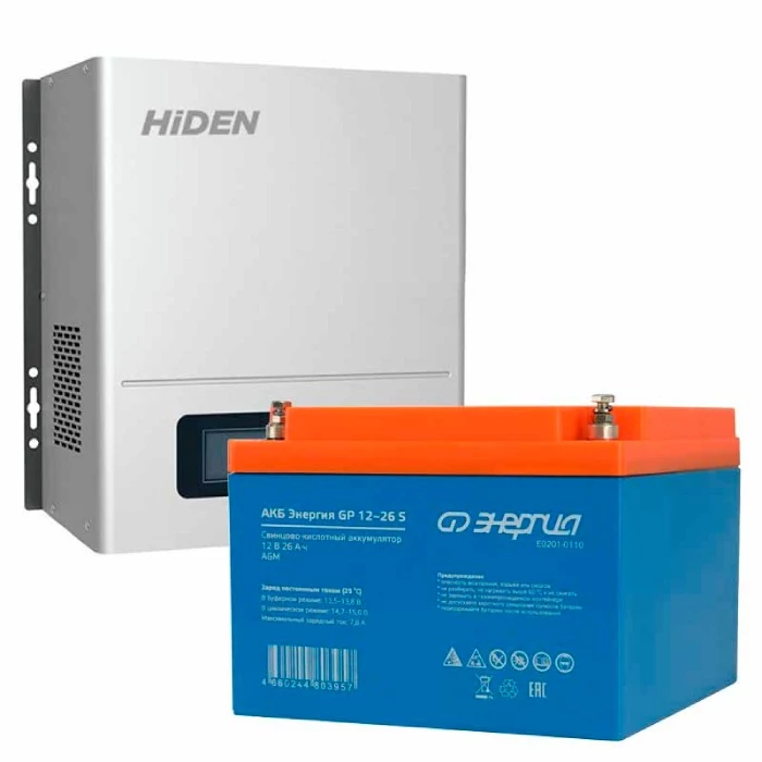 Комплект ИБП для котла Hiden Control HPS20-0612N настенный + Аккумулятор GP S 26 Ач, 300Вт-50мин